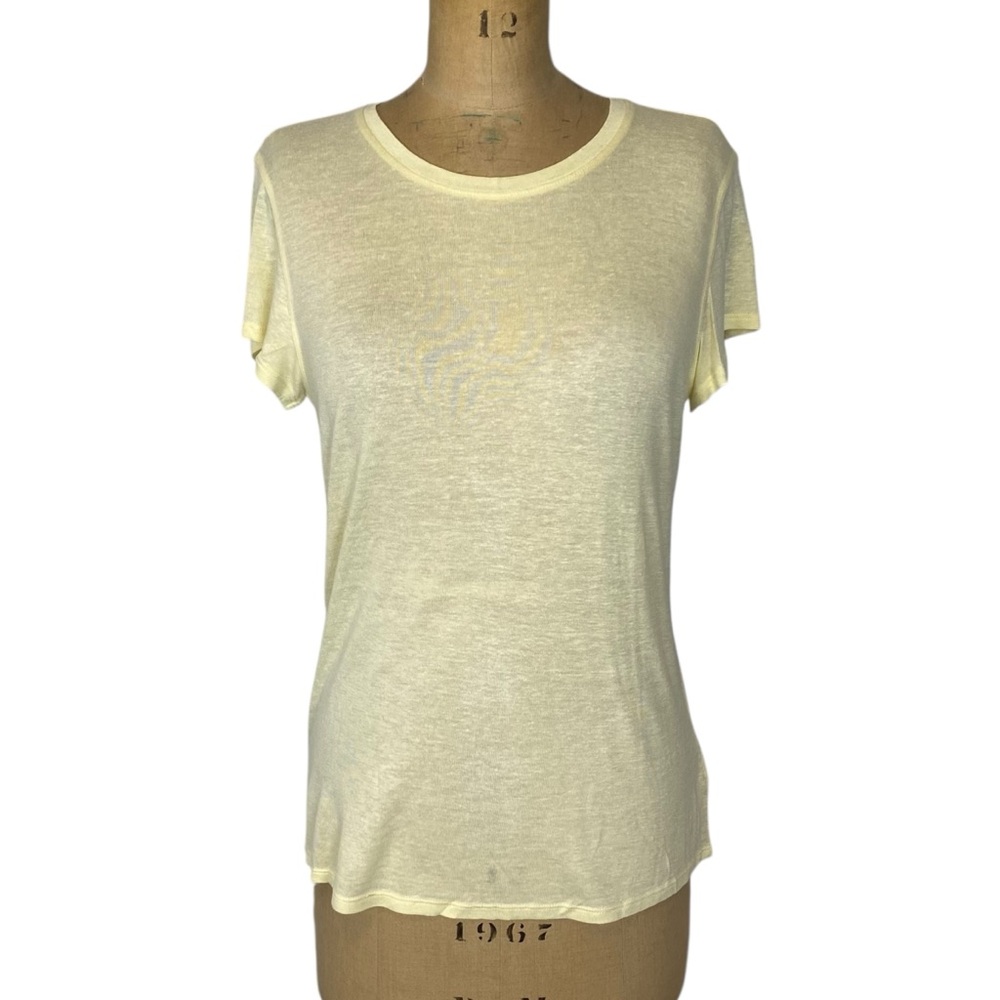 Babaton (Aritzia) Linen Blend Pale Yellow T-Shirt Size L